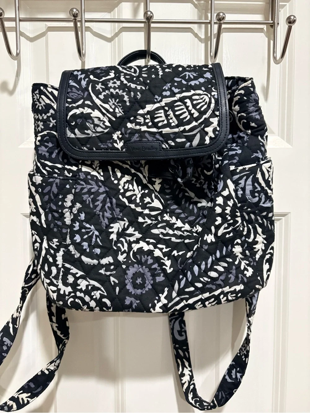 Vera Bradley Black and White Paisley Quilted Backpack